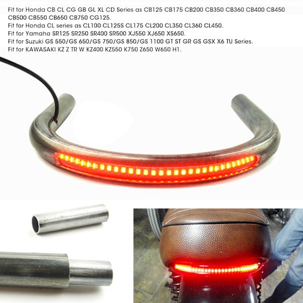 Baksete Loop Tail Loop og Rammerør med Bremsesignal Baklykt Passer for Honda 210mm