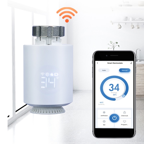 Trådlös Smart Radiatortermostat Programmerbar Intelligent Temperaturregulator NTC-sensor