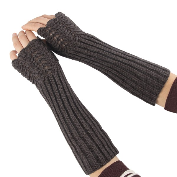Dameskaladesign Vintervarme strikkede lange armvarmere hansker