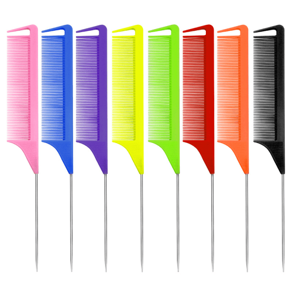 Rat Tail Combs Parting Comb: 7Pcs Rat Tail Comb Set, Long Steel Pin Rat Tail Teasing Comb, Hair Combs for Salon Hair Stylist