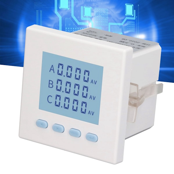 3-faset Strømspenningsmåler LCD-skjerm Amperemeter Voltmeter Intelligent Elektrisk Måler AC220V Inngang