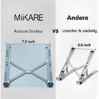 Justerbart aluminium laptopstativ med ventilation, 6 højdeniveauer, ergonomisk design i grå