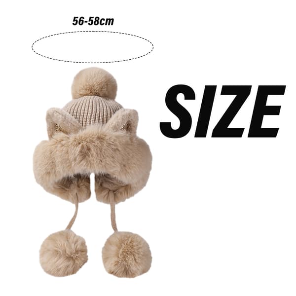 Vintermössa söt stickad mössa rysk pälsvirkad mössa slokig mössa med pompom varm fluffig snömössa trappermössa för kvinnor