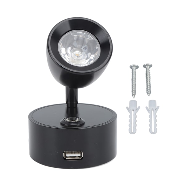 RV-lukuvalo LED Sisätilojen Yöpöytälamppu Veneen/Jahdin USB-Latautuva Säädettävä Kosketuslamppu T DC12-24V Musta