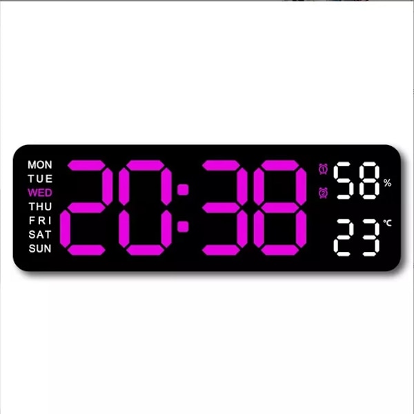 Digital klocka med stor LED-display för studierum, dubbla larminställningar och automatisk ljusstyrkejustering, 12/24-timmarsvisning för konferens
