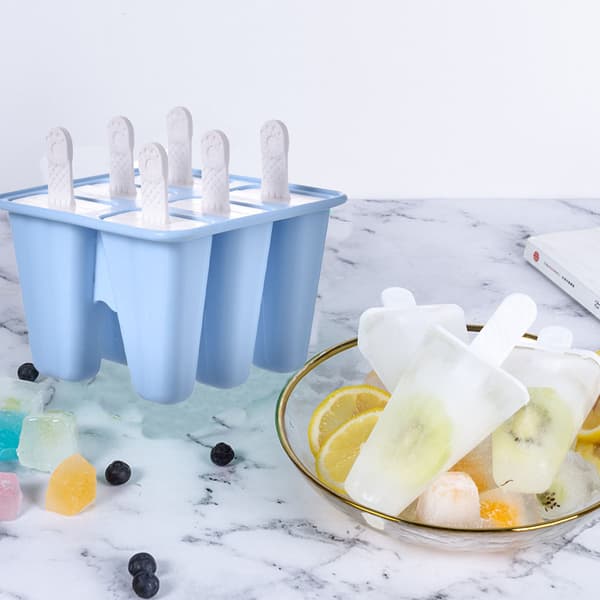 Ispindforme sæt til hjemmelavede ispinde, BPA-fri silikone ispindemaskine med 6 rum, genanvendelig ispindeform, non-stick, let at frigøre bakke