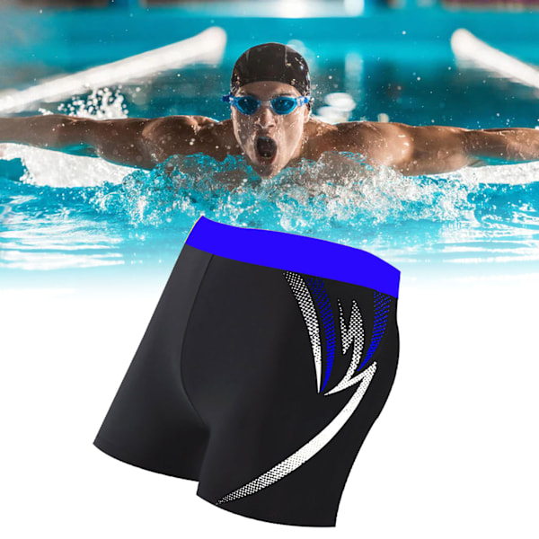 Män Badbyxor Snabbtorkande Stretch Andningsbar Slim Fit Knytband Modetryck Män Badkläder för Simning Mörkblå L (40-80kg / 88.2-176.4lb -)