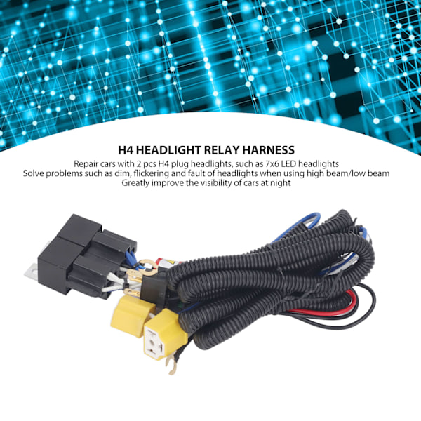 H4 Forlygte Relæ Harness Højtemperaturbestandig Keramisk Stik H6054 7x6 Forlygte Ledningsnet Kit
