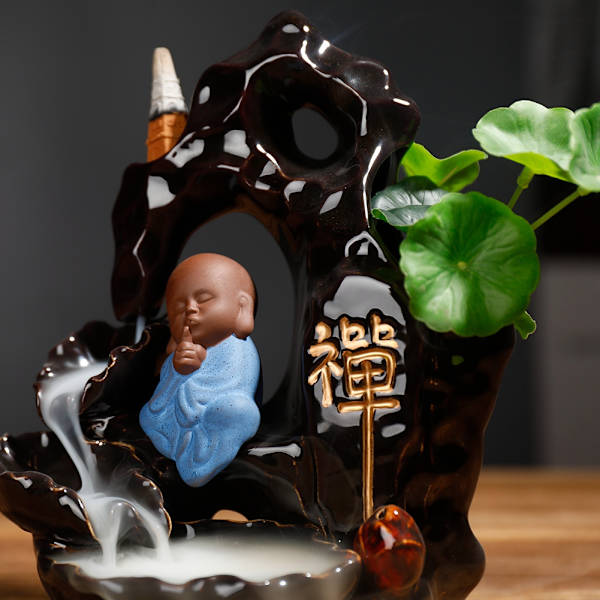 Zen-inspirert Tilbakestrømnings Røkelsebrenner Keramisk Røkelseholder for Hjemmedekorasjon