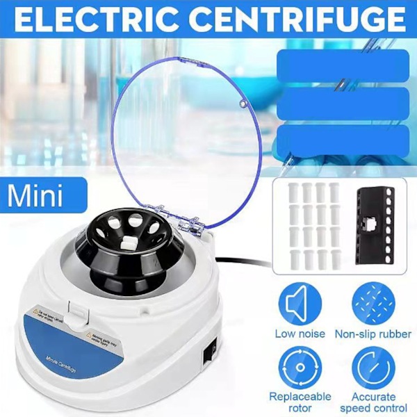 Mini Centrifuge Maskine 7000RPM Bærbar Bordplade Centrifuge med 2 Rotorer til Laboratorier 100‑240V EU Stik