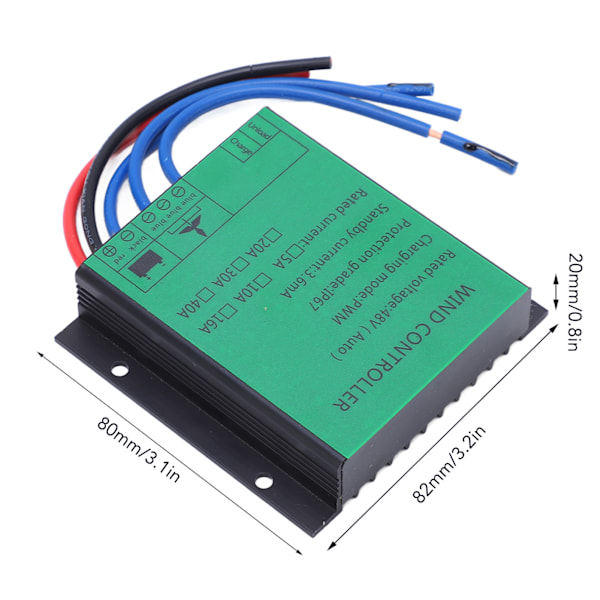 Vindmølle Generator Controller 1000W Effektiv PWM Opladning IP67 LED Indikerer Vindmølle Regulator 48V 30A