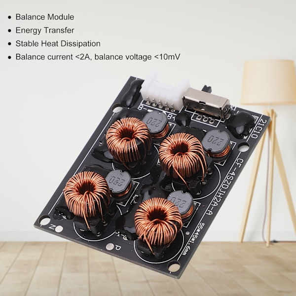 BMS Förlustfri Aktiv Balanserare 2A Energioverföring Litiumbatteripaket Kraftekvilibreringskort 4S