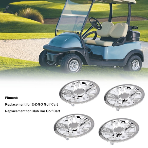 4 st 8 tum Golfvagns Navkapslar Krompläterade Hjulskydd Fälg Skydd för E-Z‑GO Golfvagn