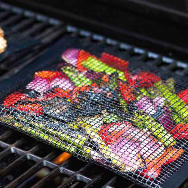 Non-Stick Grillpose i Mesh, Perfekt til Røgkrydring med Trykknaplukning, Sort, 2-pak