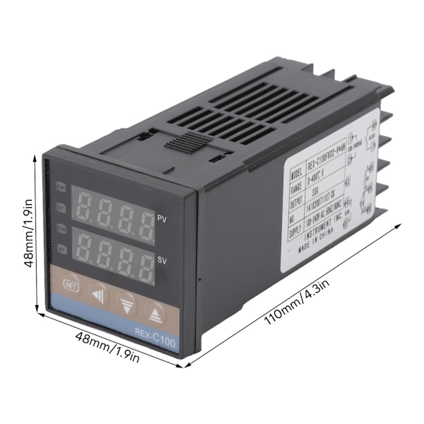 PID Termostat Temperaturregulatorsett 0‑400℃ Digital Temperaturregulator med Termoelement Relé AC100‑240V 25A