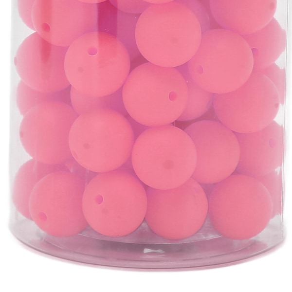 105 st 15mm Silikonpärlor Bulk Runda Silikonpärlor Lösa Pärlor för Armband Halsband Nyckelring Tillverkning Babyrosa