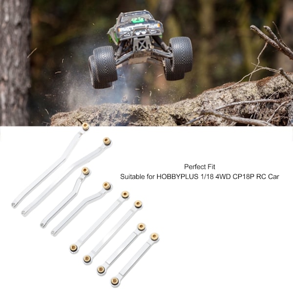 8 st RC Hjulbaslänk Stång Koppar Aluminiumlegering RC Chassi Länkage Dragstång för HOBBYPLUS 1/18 4WD CP18P RC Bilar Silver