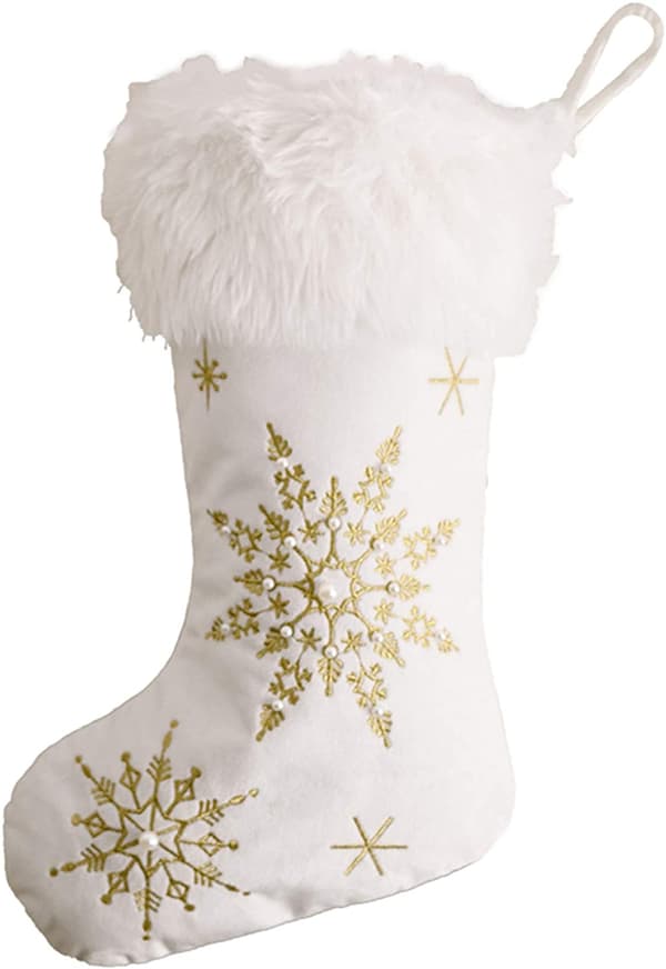 2 st Imitationspärlor Snöflinga Julstrumpa Heminredning Golden