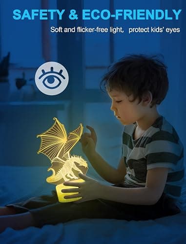Dinosaur børnenatlampe, 3D illusion natlampe, 16 farver