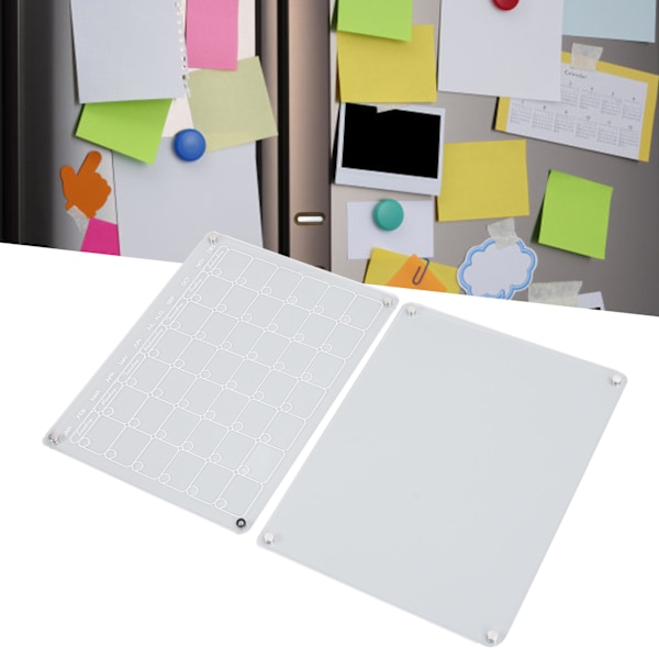 2 st Magnetisk Akrylkalender för Kylskåp 40x30cm Tidsplanering Kylskåp Månadsvis Whiteboard för Planering