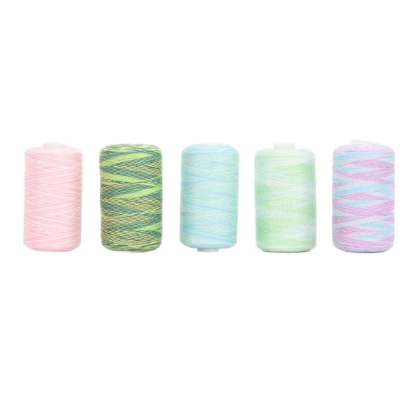 Sytrådsset 1000 Yards Färgglada Polyester Broderitrådsspolar för DIY Handmaskinsömnad 5 st