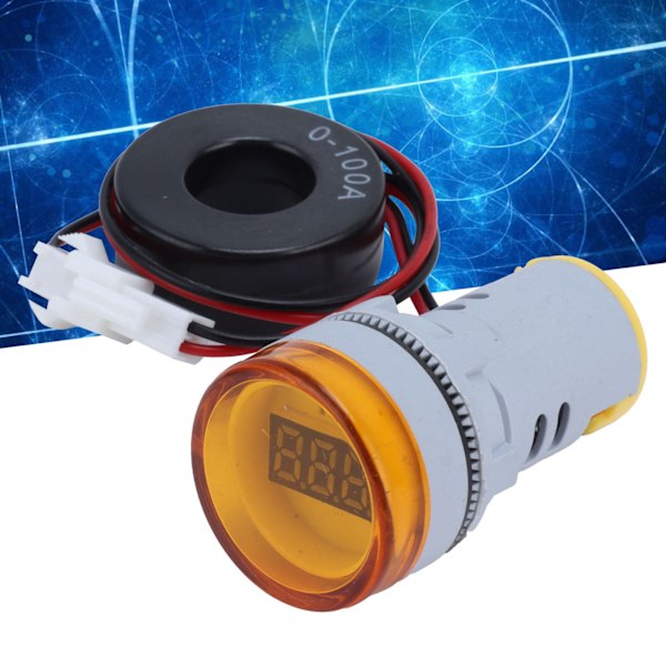 Digital Strömmätare Amperemeter Rund Noggrann Signalindikatorlampa AC 220V AD16‑22DSAGul