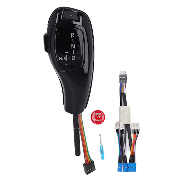 LED Växelspaksknopp Växelspak Huvud Retrofit Kit med Motorstartstoppknapp för E61 E60 E46 LHD Blank Svart