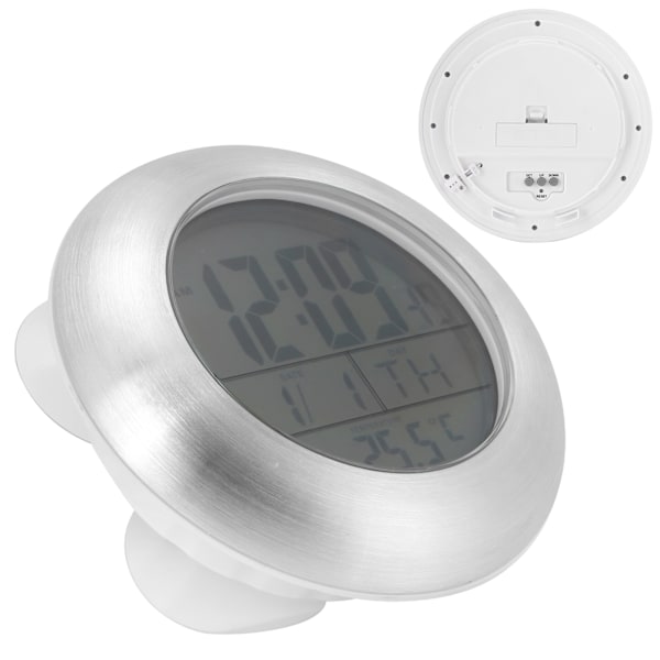 Duschväggklocka med nedräkningstimer, digital kökstimer, lämplig för badrumsspegel, kök och spa-område (LCD-touchskärm)