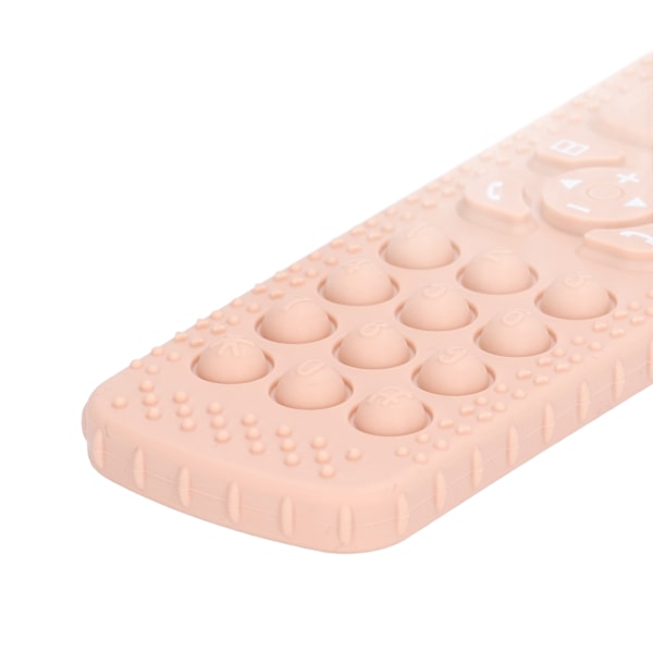 Baby TV-fjärrkontrollformad Nappertandningsspelare Bärbar Mjuk Silikon Spädbarns Tandköttslindring Tugga Sinnesleksak Persika Rosa