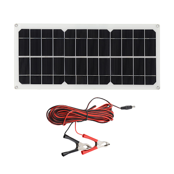 10W Fleksibelt Solpanel + 3M Klipskabel Batteriopladning til Båd Caravan Campingvogn