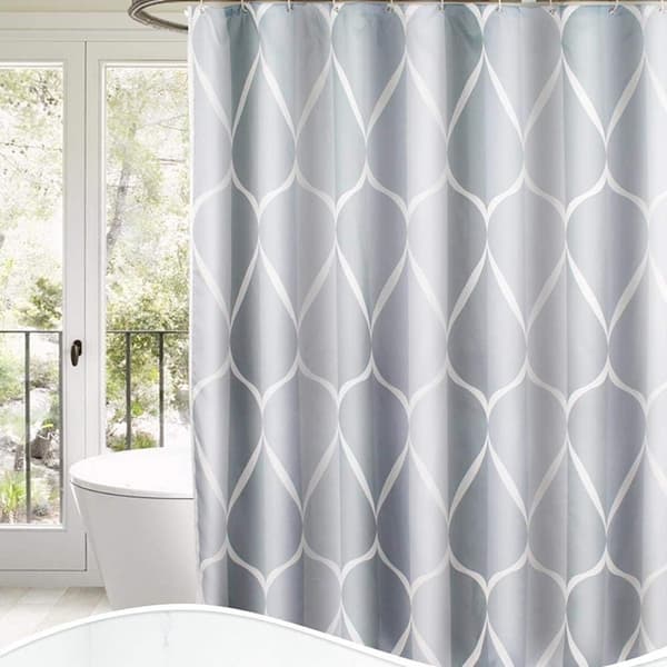 Dusjforheng 80x200CM Anti-Mugg Polyester Stoff, Originalt Grått Vanntett Maskinvaskbart Badeforheng, med 8 Rustfrie Kroker og Stabil Kant