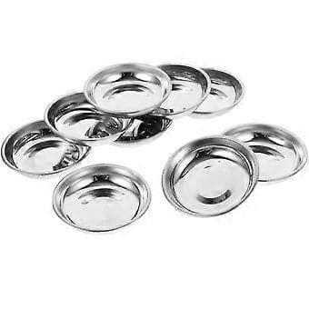 10 stk. Runde Skåle Rustfrit Stål Sovseskåle Sennep Appetizer Tallerkener (8cm)