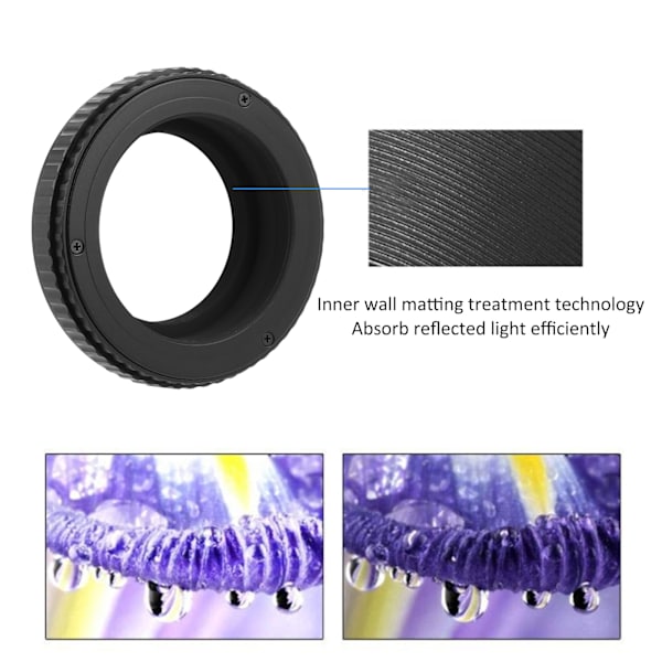 NEWYI M42‑M39 10‑15mm Justerbar Fokuseringsrør Adapter Forstørrelses Makro Objektiv Ring