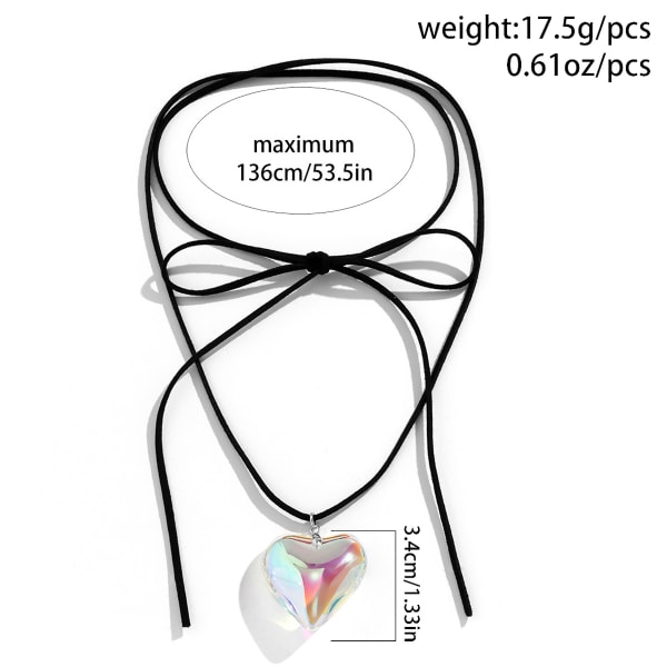 Heart Choker Halsband för kvinnor Big Glass Heart Pendant halsband