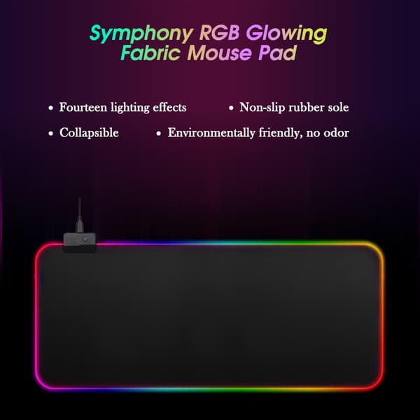 LED Lys Gaming Musematte, RGB Gaming Musematte med Minnefunksjon, Stor Musematte med Glatt Overflate og Vanntett Konstruksjon