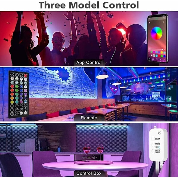 Flerfärgade RGB LED-strip Lights för Inomhusdekor, 15M Anpassningsbar Längd med Smart APP-Kontroll, Synkronisera med Musikrytm