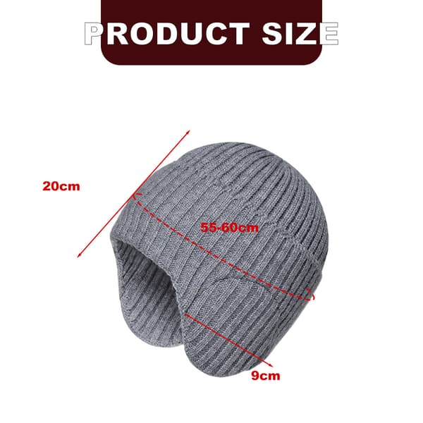 1 vinter utomhus varm mössa förtjockad stickad ullmössa kallt skyddande öronmuffsmössa Light grey