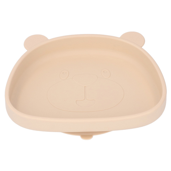 Baby Silikon Tallrik Panda Form Silikon Sugkopps Tallrik Matning Tillbehör för Spädbarn Beige Silikon Tallrik