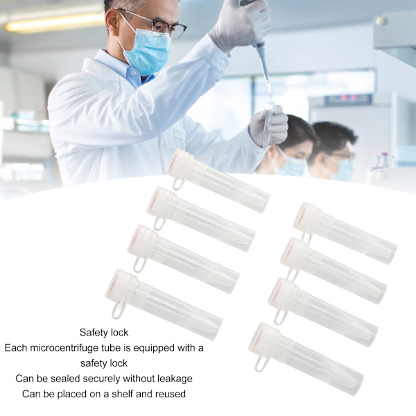500 st Microcentrifugrör Professionella Genomskinliga Polypropylen 1,5 ml Centrifugrör med Snäpplock för Laboratoriematerial Platt Botten