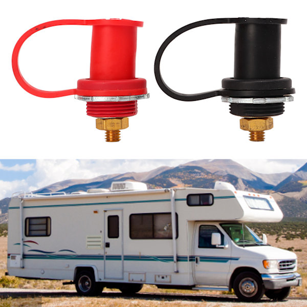 1 Par Batteripol Thru Panel 250A Rød Svart 3/8in Stud Batteri Binding Post for Bil Marine RV