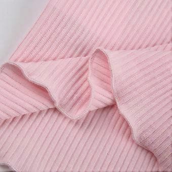 Dam Knappnerstickad Kort Topp Långärmad Spets Splitsning Flickor V-ringad Kort Tröja för Hösten, Rosa M