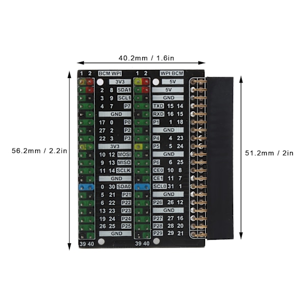 GPIO-laajennuslevyn liitäntäsovitinmoduuli kaksoisrivi Raspberry Pi 400:lle