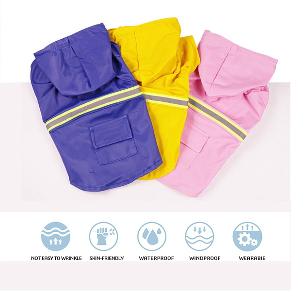 Dog Raincoat with Hood Outdoor Waterproof Poncho Windproof