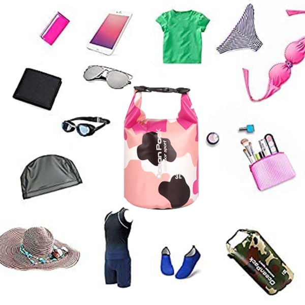 Kamouflageväska PVC vattentät hinkväska Vattentät väska Beach Pink 3L