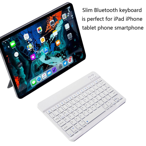 10 tommers slank, oppladbar Bluetooth-tastatur - iOS/Android