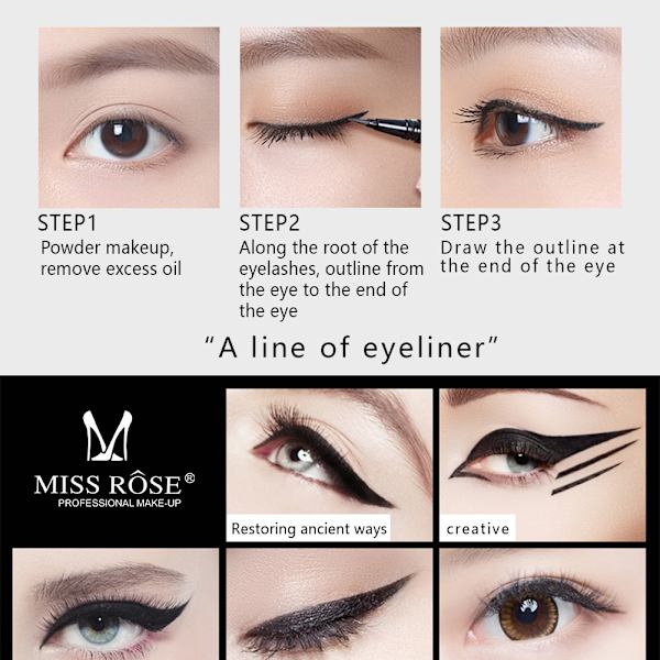 0,5 ml Vattentät Flytande Eyelinerpenna Långvarig Ögonmakeup Kosmetisk Verktyg