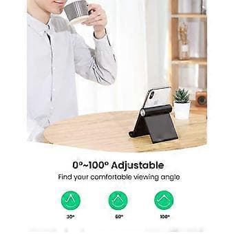 Tablet- og telefonholder til skrivebord, justerbar og sammenklappelig dock