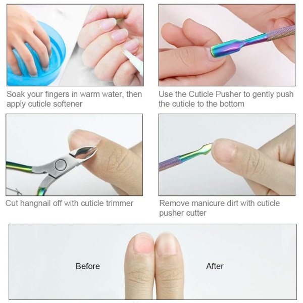 Cuticle Trimmer med Cuticle Pusher Cuticle Remover Cuticle