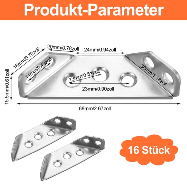 Trapezformade Vinkelbeslag, Universella Möbelhörnanslutningar, Lätta att Installera, Triangulär Multi-Vinkeldesign, Långvarig Glans, 20-pack