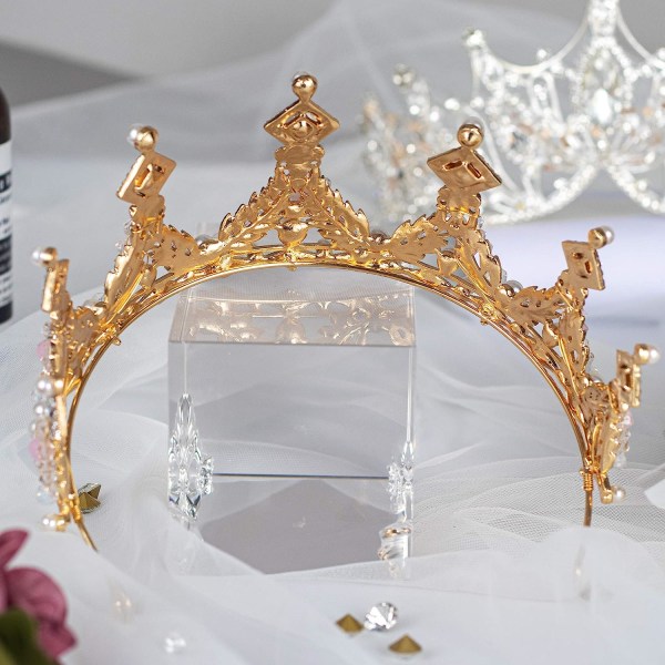 Crystal Princess Crown for Girls, Gold Kid Birthday Tiaras med R